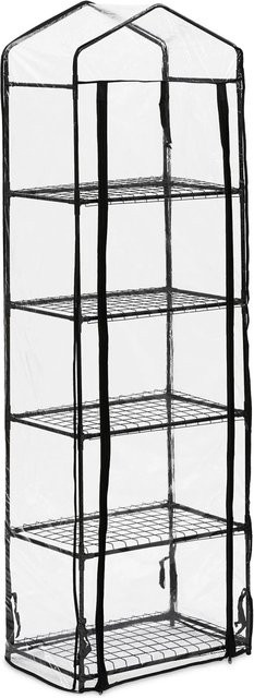 Relaxdays Balkongewächshaus aus Eisen und PVC-Folie mit 5 Etagen und aufrollbarer Tür, Schwarz/Transparent, H: 193 cm, B: 58 cm, T: 36 cm - Bild 1