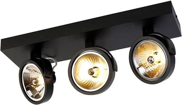 QAZQA Industrie Spot Schwarz aus Aluminium, 3-flammig und verstellbar - Bild 1
