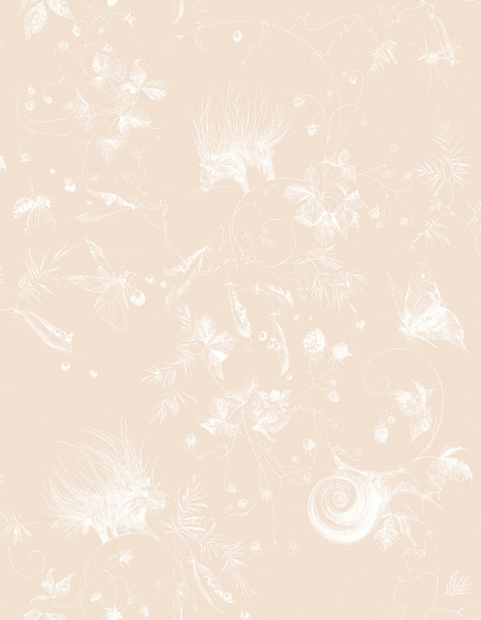 Edmond Petit Tapete Jardin Les Arabesques Craie in Beige mit floralem und botanischem Design aus Vlies - Bild 1