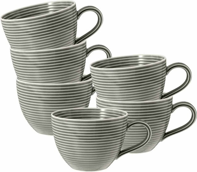 Seltmann Weiden Kaffeetassen Beat Color Glaze aus Porzellan, Grau, 6er Set, 0,26 l pro Tasse - Bild 1