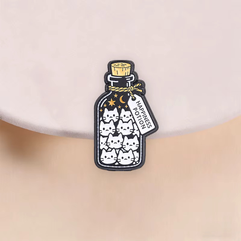 Miss Zoe Emaille-Pins, Katzen-Flaschen-Broschen, Unisex - Bild 3