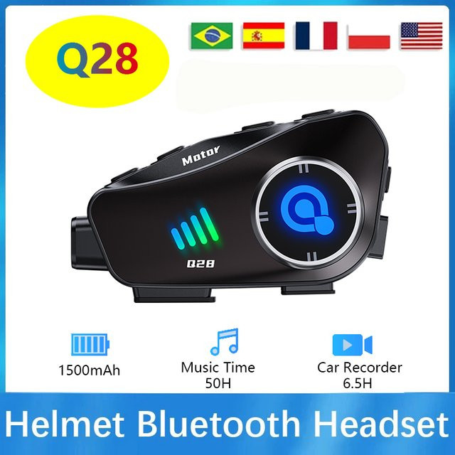 XINOWY Q28 Motorradhelm Bluetooth Headset mit drahtlosem Kamerarecorder, IP66 wasserdicht und staubdicht, Weitwinkel mit 120 Grad und 360 Grad Einstellung, Schwarz - Bild 1