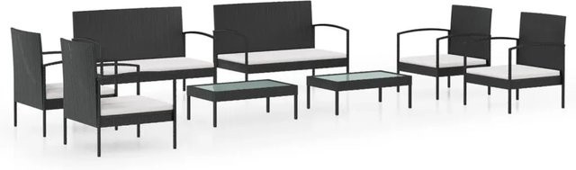 vidaXL 8-tlg Garten-Lounge-Set aus Poly Rattan mit Auflagen in Schwarz Modell 53 - Bild 1