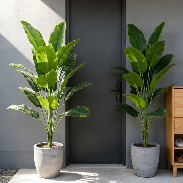 Künstliche Palme Kmitang in Grün, Tropische Bananenbaum-Pflanze aus Kunststoff, Höhe: 65 cm - Bild 1