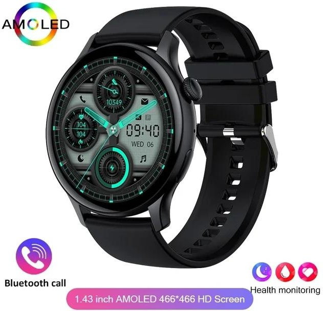 Lucky Start Smartwatch für Damen mit NFC, Bluetooth Anruf, Herzfrequenz und Sport Tracker in Schwarz - Bild 1