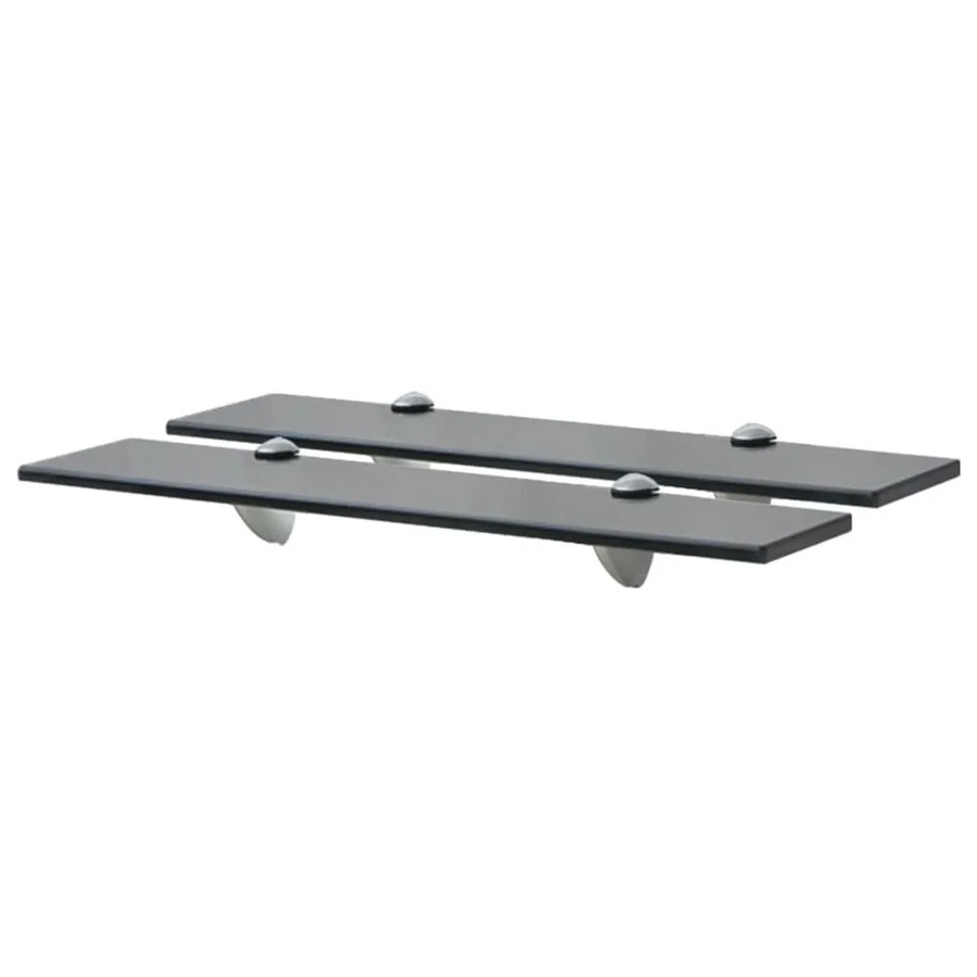 vidaXL Schweberegale aus gehärtetem Sicherheitsglas, 2er Set, Schwarz, B: 50 cm, T: 20 cm, H: 0,8 cm - Bild 2