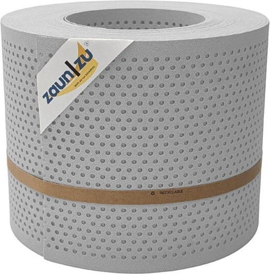 zaun zu Sichtschutzstreifen PP Premium gelocht für Doppelstabmattenzaun, semi-transparent, Lichtgrau, 26m - Bild 1