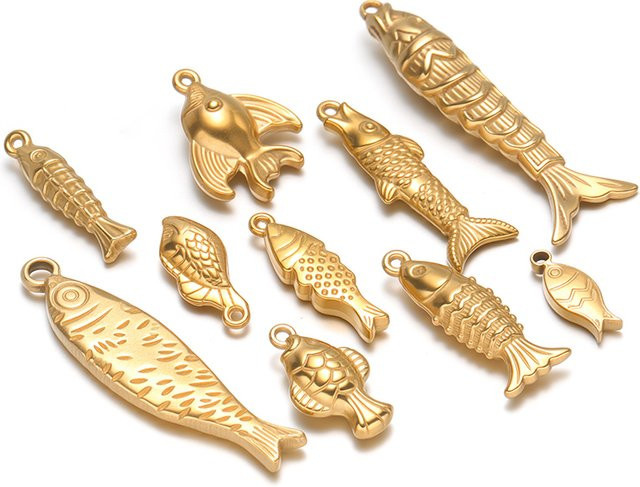 Luksteel Fisch-Anhänger, Edelstahl, Gold, Unisex - Bild 1