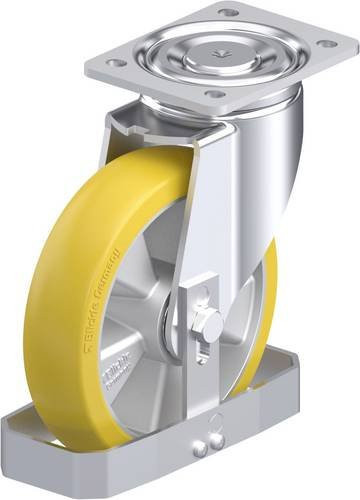 Blickle Stahlblech-Lenkrolle LH-ALTH 200K-CO-FS in Silber und Gelb mit 200 mm Rad-Durchmesser und 800 kg Tragfähigkeit - Bild 1