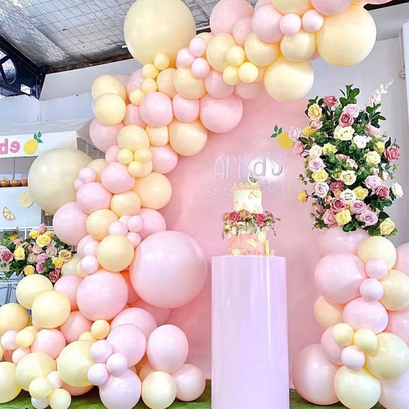 Macaron Ballon Girlande Bogen Kit in Gelb und Rosa für Hochzeit, Geburtstag oder Babyparty - Bild 2