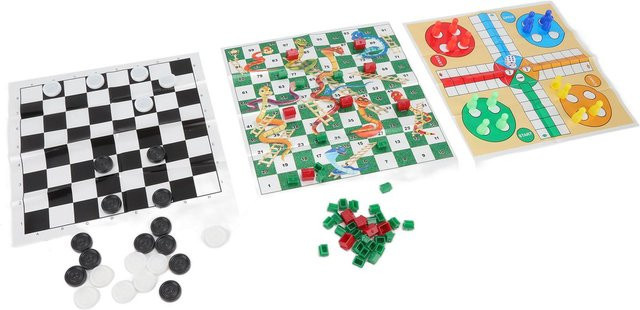 Igeteck 4 in 1 Brettspiele Set, Dame Fliegenschach, faltbar, tragbar - Bild 1