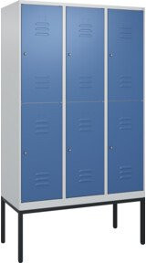 C+P Doppelstock-Spind Classic PLUS mit 3 Abteilen, Gestell mit Zylinderschloss, Farbe Fernblau, H x B x T: 212 x 120 x 50 cm - Bild 1