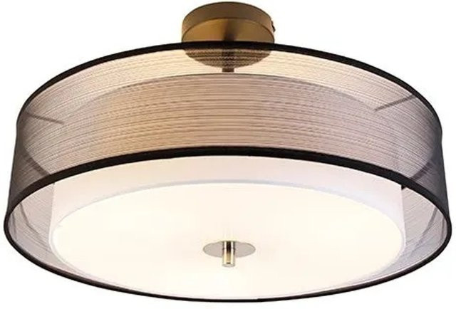 QAZQA Moderne Drum Duo Deckenleuchte in Schwarz und Weiß, 3-flammig, Durchmesser: 50 cm - Bild 1