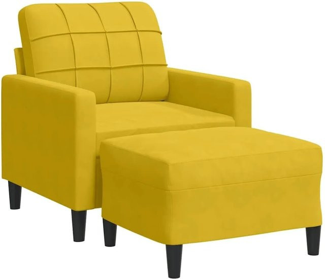 vidaXL Sessel mit Hocker in Gelb aus Samt mit Metallgestell - Bild 1