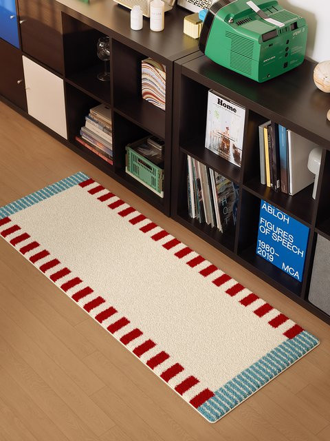 VIKAMA Vintage karierter Plüschteppich für Wohnzimmer und Schlafzimmer, B/T: 120 x 40 cm - Bild 1