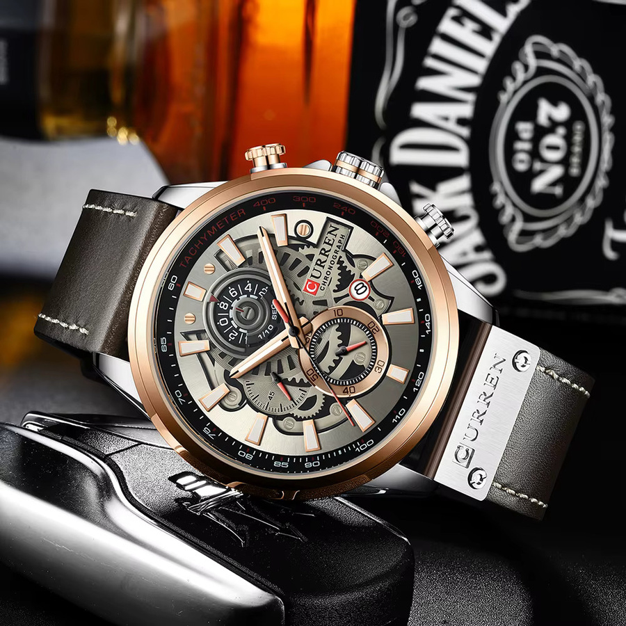 CURREN Armbanduhr, Quarz, Leder, Herren, Datum - Bild 4