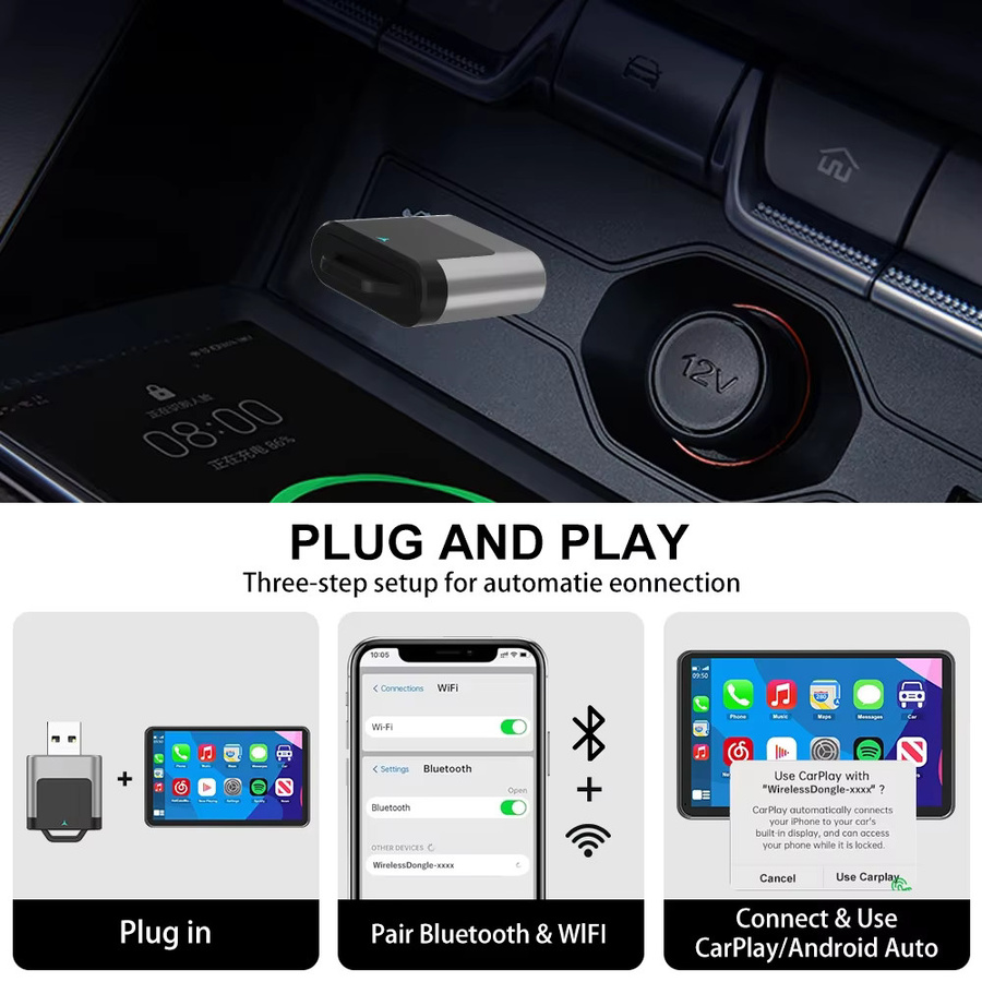 FLIXIVI 2-in-1 CarPlay und Android Auto kabelloser Adapter mit WLAN-Schnellverbindung für Nissan - Bild 5