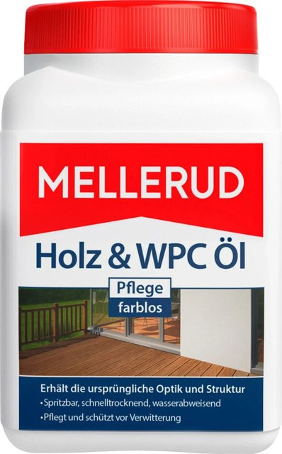 Mellerud Holz und WPC Pflege Öl farblos mit UV-Schutz und Wasserabweisung, 0,75 l - Bild 1