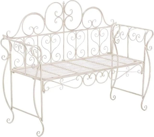 DELUKE Gartenbank LENAR aus Metall in Beige im Vintage-Stil für Garten und Terrasse, B/T/H: 128 x 46 x 94 cm - Bild 1