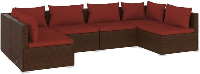 vidaXL 6-tlg Garten-Lounge-Set aus Poly Rattan in Braun mit Kissen und Metallgestell - Bild 1