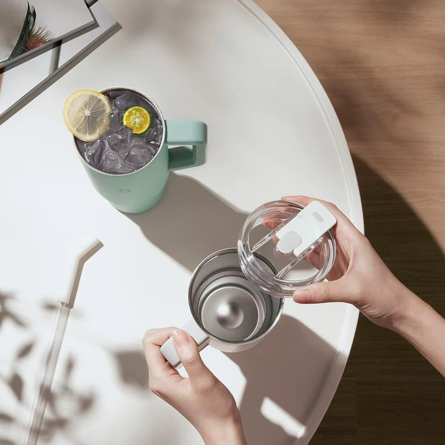 Xiaomi Strohhalmbecher aus 316L-Edelstahl mit Isolierung, 1 l, Weiß/Grün - Bild 1