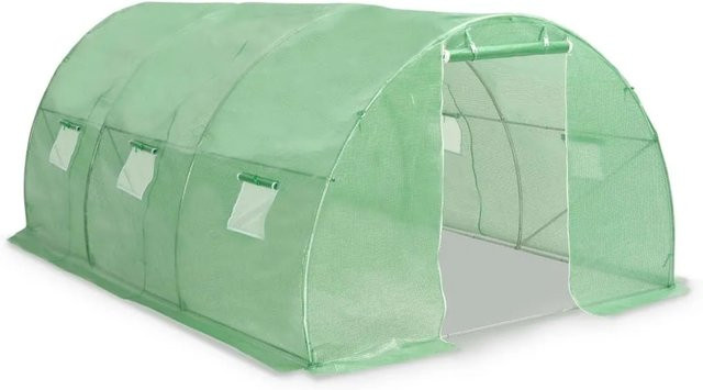 vidaXL Gewächshaus aus verzinktem Stahl mit PE-Netzgewebe in Grün, 13,5 m², B: 450 cm, T: 300 cm, H: 200 cm - Bild 1