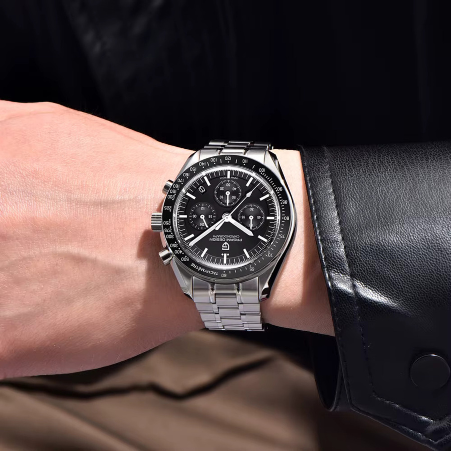 PAGANI DESIGN Chronograph, Quarz, Edelstahl, Schwarz, Herren - Bild 3