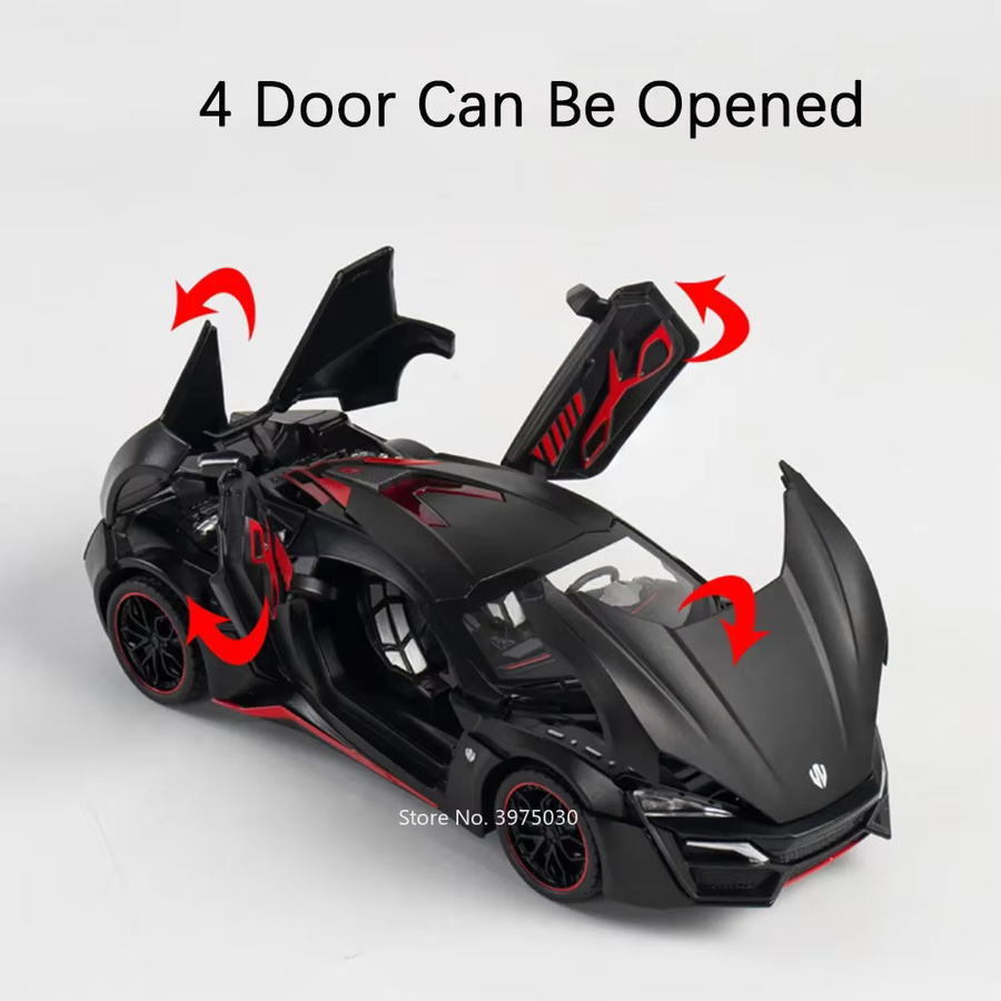 YBC YIBAICHENG Lykan Supercar, Modellauto, 1:24, mit Sound, Metall, Gummi - Bild 3