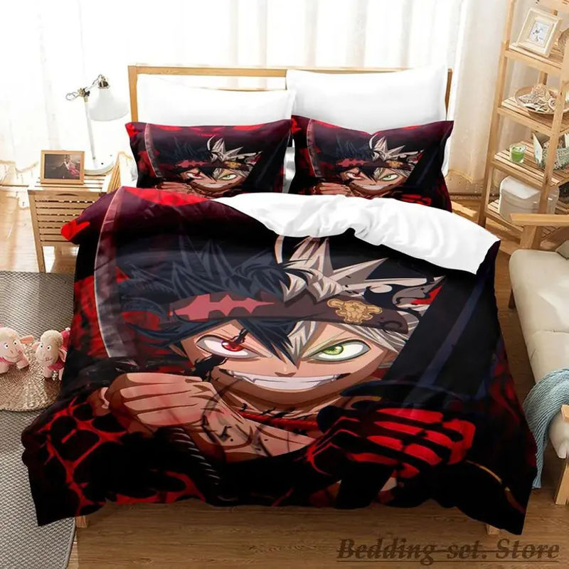 Black Clover Bettwäsche-Set aus Mikrofaser in Schwarz mit Bettbezug und Kissenbezug, Breite: 140 cm, Länge: 210 cm - Bild 2