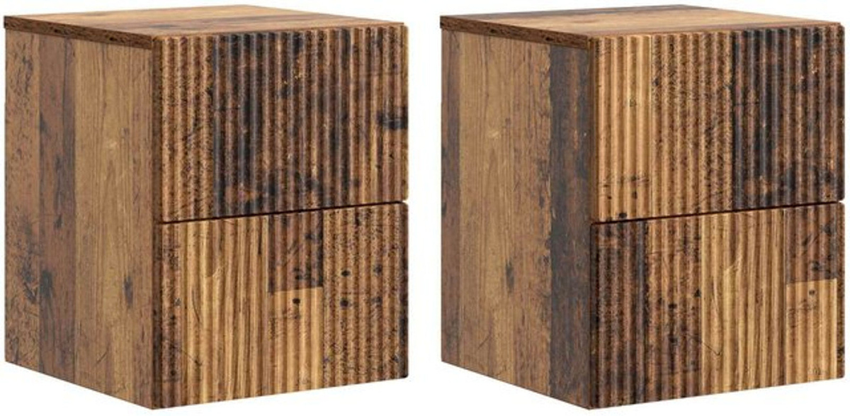 Set aus 2 wandmontierten Nachttischen von vidaXL in Braun im Industrial-Design aus Holz, B/T/H: 33 x 34,5 x 40 cm - Bild 1