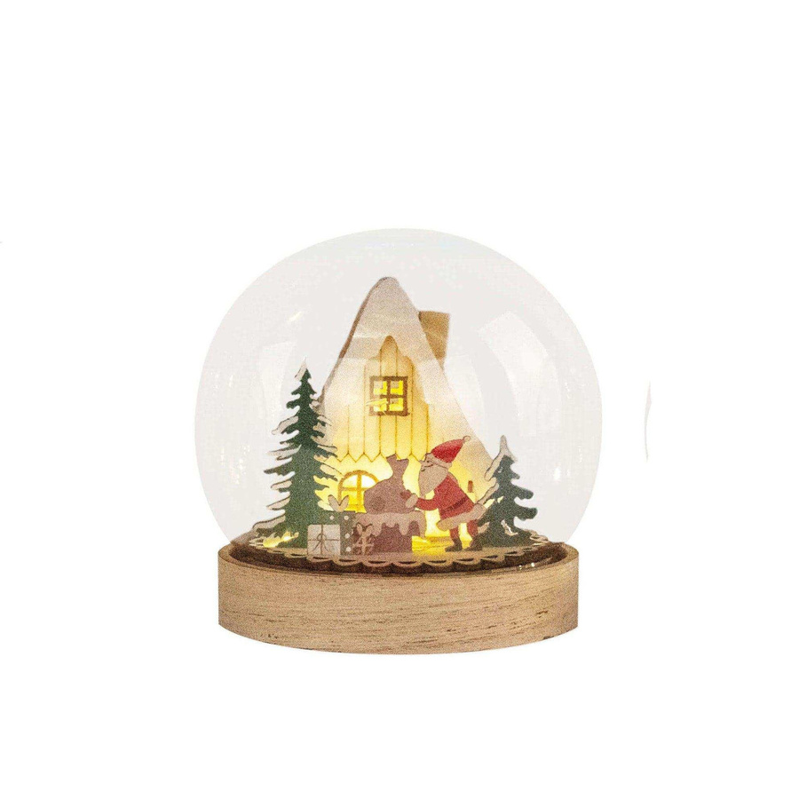 Lolaa Xmas LED-Globe Weihnachtsmann Kugel aus Holz in Multicolor, Höhe: 14 cm - Bild 1