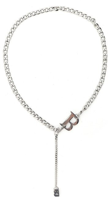 Neoglint Anhänger Halskette, Titanstahl, Buchstaben B, Weiß, Unisex - Bild 1