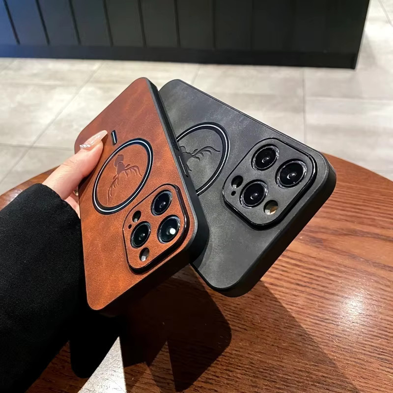 Magnetische Leder-Handyhülle mit Hirschkopf-Design für iPhone 11 bis iPhone 16 Pro Max, Farbe: Blau, stoßfest und kompatibel mit kabellosem Laden, Marke: Gusakov - Bild 2