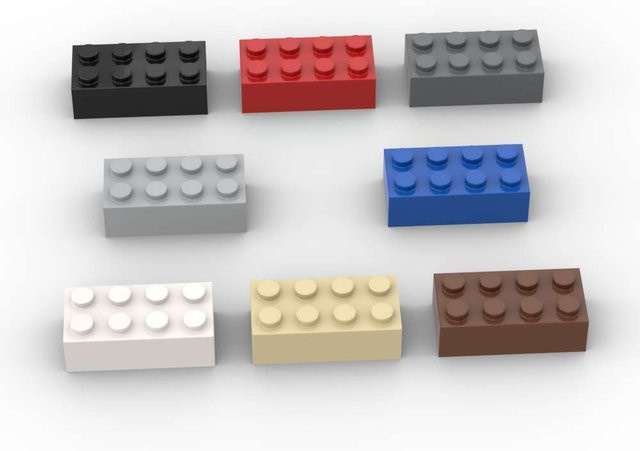 SixBricks MOC 3001 2x4 Ziegel Bausteine, 10-teiliges Set, Gelb, Bunt / Mehrfarbig - Bild 1