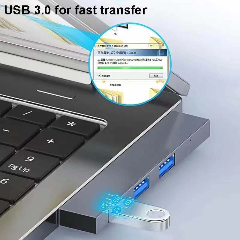 4-in-1 USB-C Hub Docking Station mit USB 3.0 und PD Ladefunktion als High Speed OTG Adapter für Laptop und PC - Bild 2