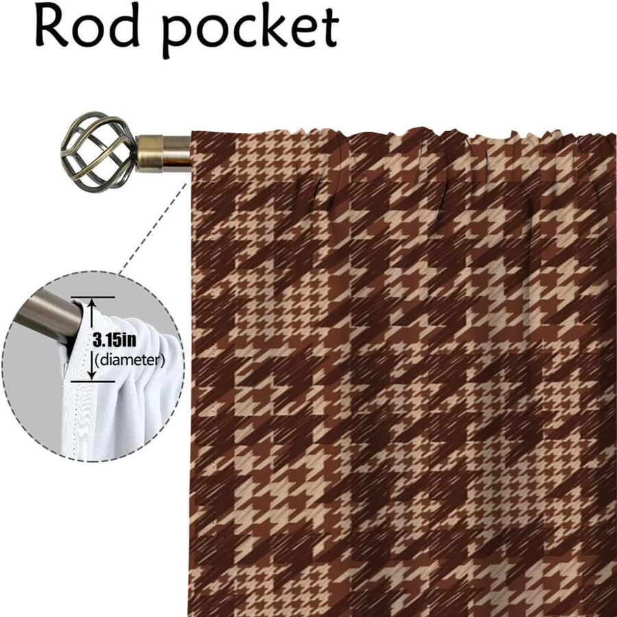 2er-Set Hahnentritt-Verdunkelungsvorhänge für Schlafzimmer und Wohnzimmer im modernen Stil, Breite: 50 cm, Höhe: 70 cm - Bild 2