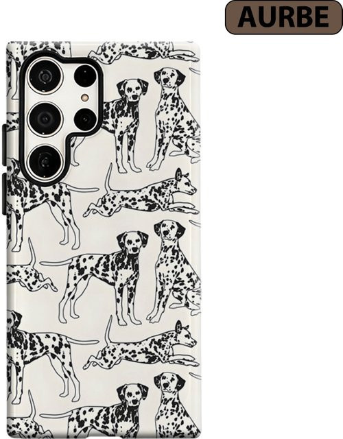 Stoßfeste Doppelschicht Handyhülle mit Dalmatiner-Muster für Samsung Galaxy S26 S25 Ultra S24 S23 Ultra Plus in Weiß - Bild 1