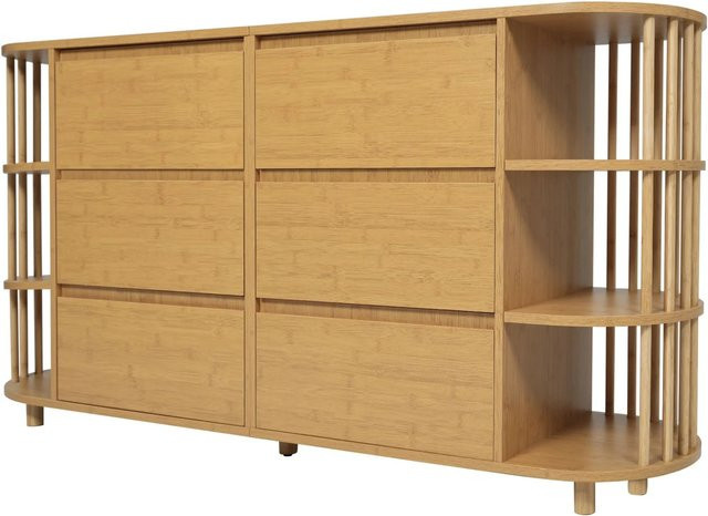 Merax Sideboard Modern in Braun mit 6 Schubladen, B/T/H: 160 x 40 x 75 cm - Bild 1