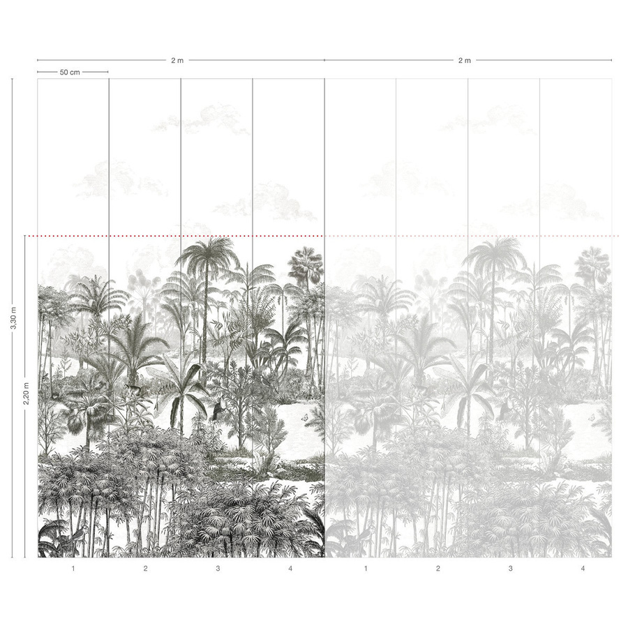 Isidore Leroy Mural Amazone Wandgestaltung in Grau mit floralem Vintage-Design - Bild 2