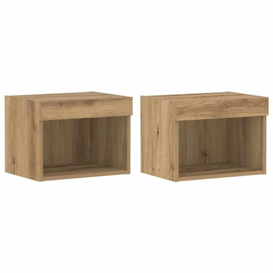 Set aus 2 vidaXL TV-Schränken in Eiche, modern und wandmontiert mit integrierter Beleuchtung, B/T/H: 40 x 30 x 30 cm - Bild 2