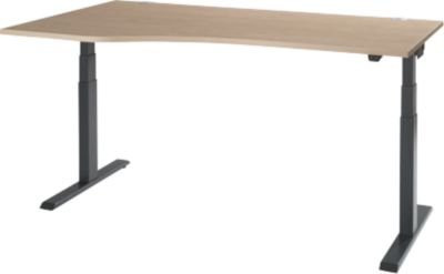 Schäfer Shop Select Schreibtisch ERGO-T 2.0, elektrisch höhenverstellbar, Freiform Ansatz links, T-Fuß, Eiche-Dekor/Anthrazit, B: 180 cm, H: 64-130 cm - Bild 1