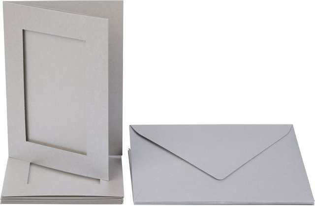 Folia Passepartoutkarten Rechteck DIN A6 in Silber, 10er Set, 220g/m² - Bild 1