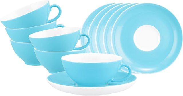 Seltmann Weiden Teetassen mit Untertassen Liberty Pure Colors Blau 6er Set 140 ml - Bild 1
