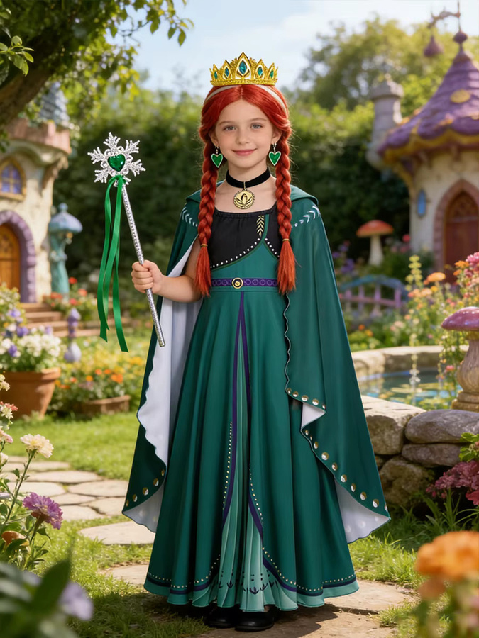 Disney Die Eiskönigin Anna Coronation Kinderkostüm, Prinzessin, Grün, Textil - Bild 5