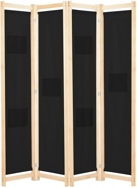 vidaXL 4-teiliger Raumteiler Schwarz, Höhe: 170 cm, Breite: 160 cm, Tiefe: 4 cm - Bild 1