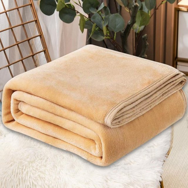 Warme Coral Fleece Flanell Decke von WoW Home in Beige, B/T: 70 x 100 cm - Bild 1