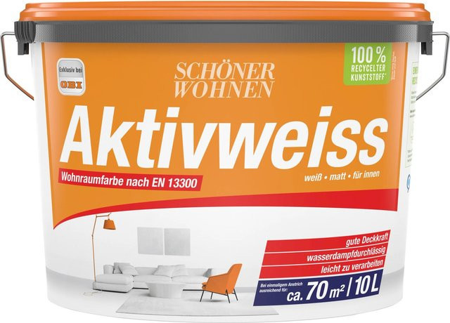 Schöner Wohnen Innenfarbe Aktivweiß, Dispersion, wasserbasiert, 10 l - Bild 1
