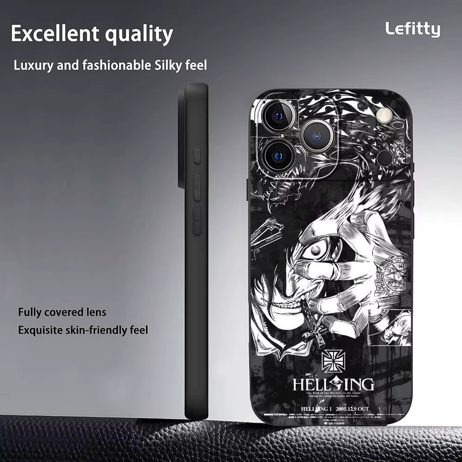 Hellsing Anime Handyhülle für iPhone 11 bis 17 Pro Max Plus Mini, Schwarz Frosted Soft Shell - Bild 3