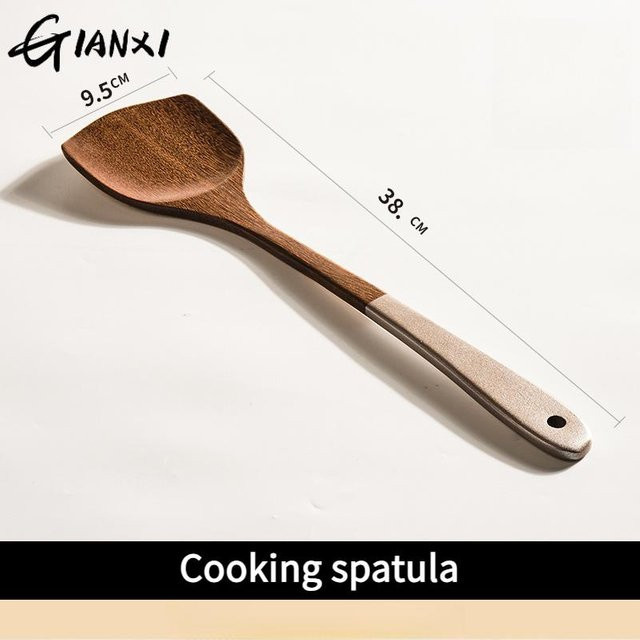 GIANXI Holzspatel aus Massivholz in Braun, Hitzebeständiger Küchenspatel für das Heimkochen - Bild 1