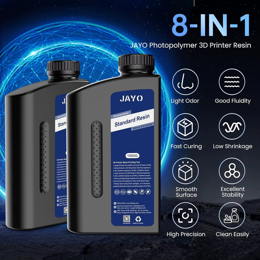 JAYO 3D-Druckerharz Standard und ABS-ähnlich, 6 kg (6 x 1000 g), 405 nm, schnelles UV-härtendes Photopolymerharz für LCD-3D-Drucker, Mehrfarbig - Bild 2